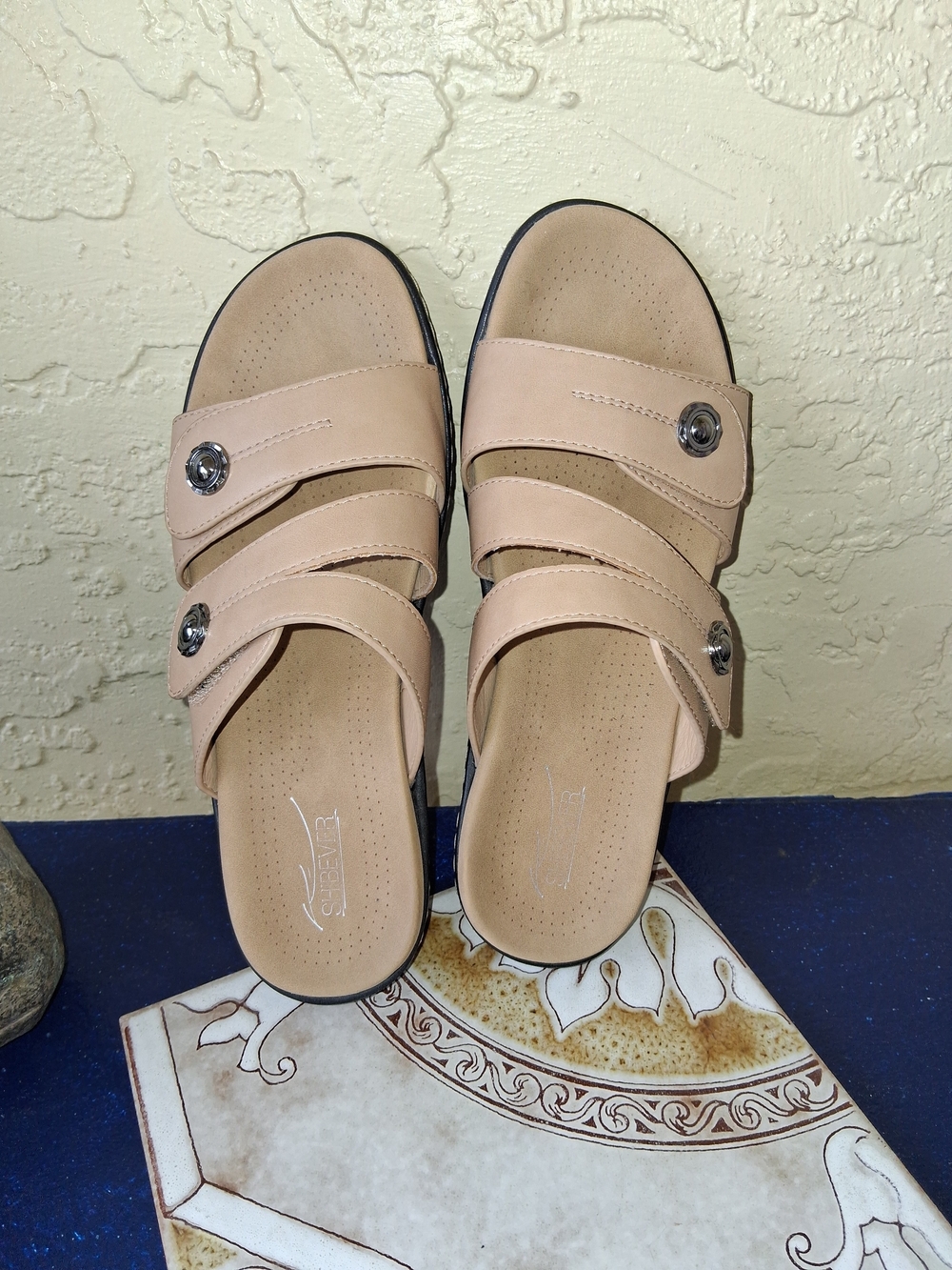 Women's Nude Triple-Strap Comfort Sandals